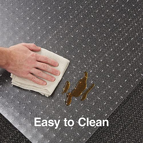 Staples Office Chair Mat, Clear, 53x45 Inch, Flat-Pile Carpet, with Lip | Extended under-desk coverage and smooth glide for carpeted office floors. - size: 45" x 53", style: Flat-Pile