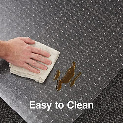 Staples Office Chair Mat, Clear, 53x45 Inch, Flat-Pile Carpet, with Lip | Extended under-desk coverage and smooth glide for carpeted office floors. - size: 45" x 53", style: Flat-Pile