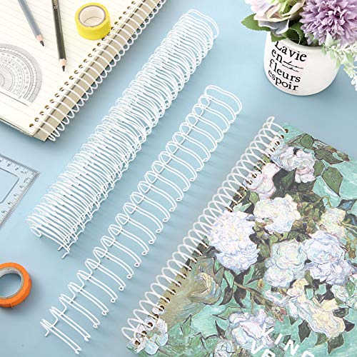 Zonon 6 Pieces Binding Wire Twin Loop Spines Double Loop Binding Wire 1 Inch Cinch Diameter 23 Holes for Teacher Student Document Notebook Making(White) - color: White