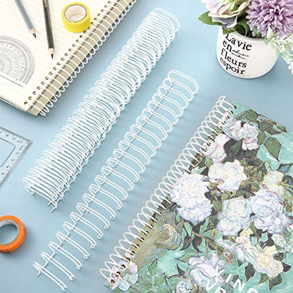 Zonon 6 Pieces Binding Wire Twin Loop Spines Double Loop Binding Wire 1 Inch Cinch Diameter 23 Holes for Teacher Student Document Notebook Making(White) - color: White