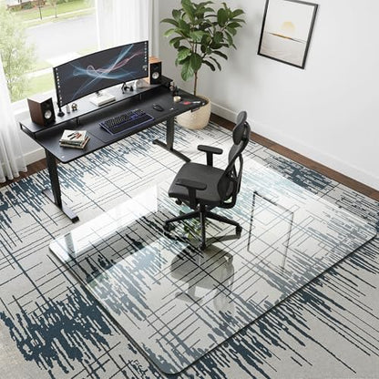45"x60" Tempered Glass Office Chair Mat for Carpet & Hardwood Floor | 1/5" Thick Clear Floor Protector Desk Chair Mat with Rounded and Polished Edges, Resist Scratching, Cracking, Curling - size: 45"x60"