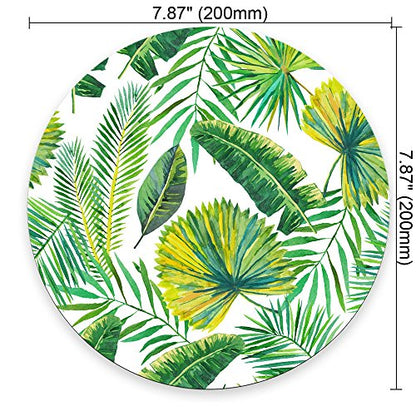 Green Palm Leaves Round Mouse Pad - Customized Non Slip Rubber Gaming Mouse Pad - color: Multi 13