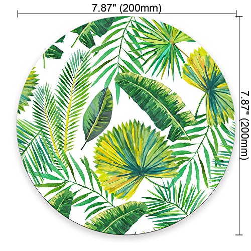 Green Palm Leaves Round Mouse Pad - Customized Non Slip Rubber Gaming Mouse Pad - color: Multi 13