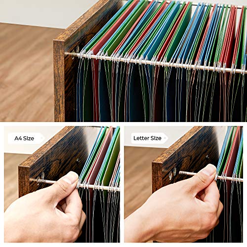 VASAGLE File Cabinet with Wheels, for A4, Letter Sized Documents - color: Rustic Brown + Black, size: with Lock