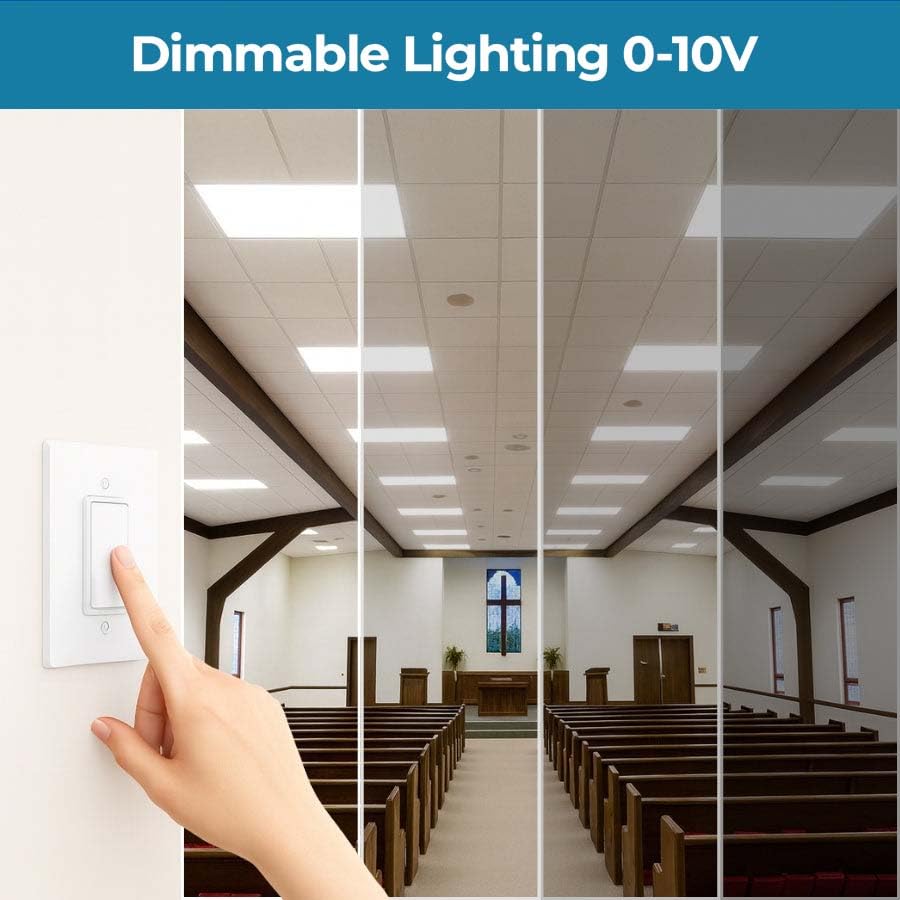 2x2 LED Light Flat Panel, 30-72W, 5 CCT 3K|3.5k|4K|5K|6.5K, Dimmable Recessed Drop Ceiling Lights, 3750/5000/6250/7500/9000 Lumen, Lay in Fixture for Commercial (2x2 FT LED - 12 Pack) - size: 2x2 FT LED - 12 PACK