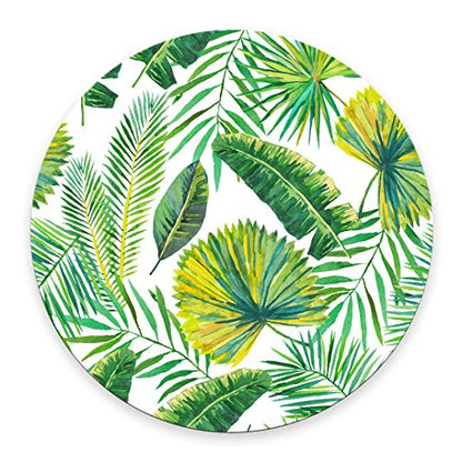 Green Palm Leaves Round Mouse Pad - Customized Non Slip Rubber Gaming Mouse Pad - color: Multi 13