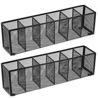 2 Pcs Mesh Desk Organizer Metal Mesh Pen Holder Desktop Stationery Pencil Caddy Organizer Basket