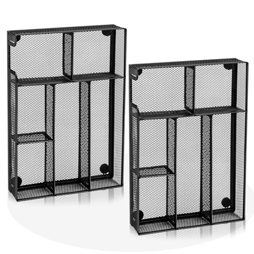 Desk Drawer Organizer, Office Drawer Divider Organizer Tray with 6 Compartments, Metal Mesh Desktop Organization and Accessories for Stationery Makeup Kitchen Toolroom School ＆Office, 12.6x8.27x1.6 in - size: Large-2 Pack