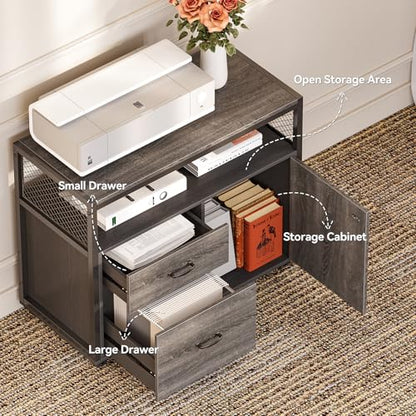 LITTLE TREE 63-Inch Office Desk with 31.5-Inch Lateral File Cabinet, Study Writing Desk Computer Desk for Home Office - color: Grey