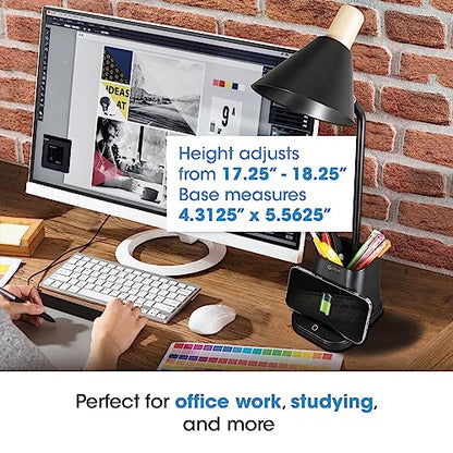 OttLite Merge LED Desk Lamp with Wireless Charging, Black