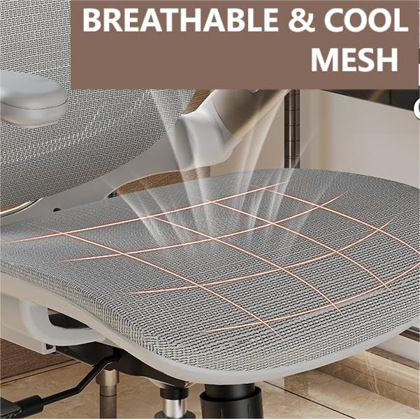 GABRYLLY Ergonomic Office Chair, High Back Home Desk Chair with Headrest, Flip-Up Arms, 90-120° Tilt Lock and Wide Cushion, Big and Tall Mesh Chairs for Man Woman, White Task Chair - color: White Frame - Black With Subtle White Undertones Mesh