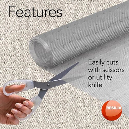 RESILIA Low-Pile Carpet Runner - Non Slip Carpet & Rug Protection, Washable Clear Vinyl Floor Runners, 27 Inches Wide x 12 Feet Long, Made in The USA - size: 2'3" x 12' (Rectangular)