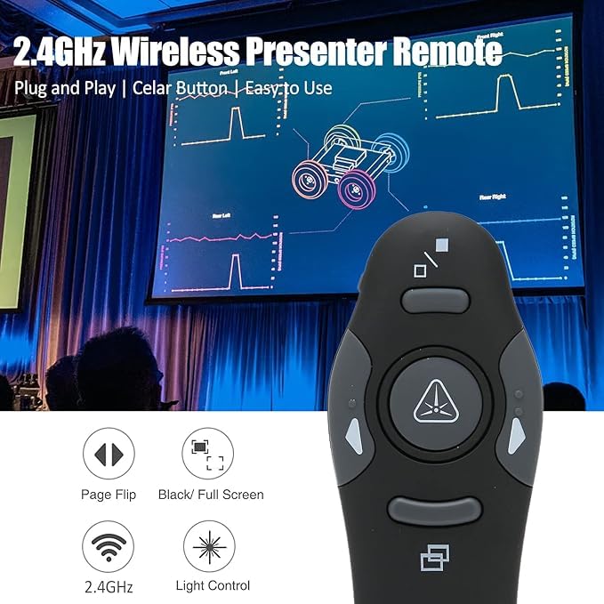 Wireless Presentation Remote Control, PPT Flip Pen,Projection Pen,Business Office Presentation Pen, USB Receiver, Compatible with PowerPoint Excel Word, for Business Meetings Lectures