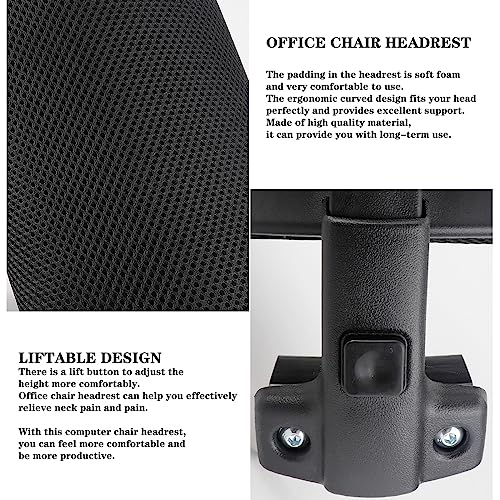 Office Chair Headrest Attachment Head Support Cushion Chair Mesh Head Rest Black Mesh Frame Adjustable Height Angle for Ergonomic Office Chair（Black） - color: Color 1