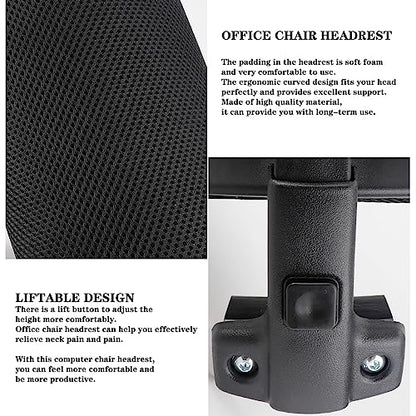 Office Chair Headrest Attachment Head Support Cushion Chair Mesh Head Rest Black Mesh Frame Adjustable Height Angle for Ergonomic Office Chair（Black） - color: Color 1
