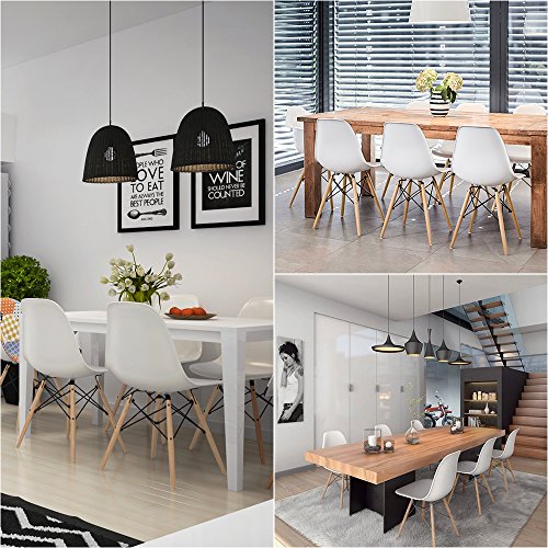 Furmax Modern Style Dining Chair Mid Century Modern DSW Chair, Shell Lounge Plastic Chair for Kitchen, Dining, Bedroom, Living Room Side Chairs Set of 4(White) - color: White
