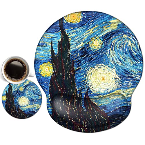 ToLuLu Mouse Pad Wrist Rest Support Gel, Ergonomic Mouse Pads with Non Slip PU Base, Mouse Wrist Rest Pad for Laptop Computer Home Office Working Gaming Pain Relief, Van Gogh Starry Night - color: Beautiful Night