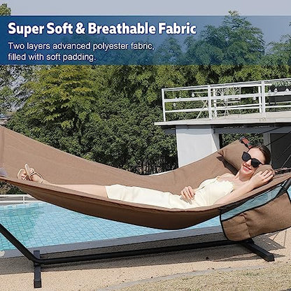 TegerDeger 12FT 2 Person Hammock with V Shaped Spreader Bar -Brown - color: Brown