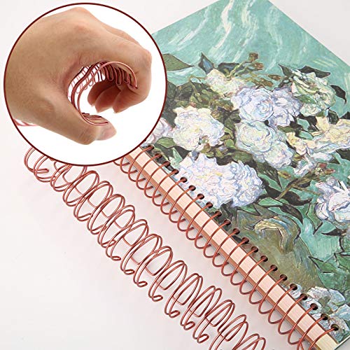 Zonon 6 Pieces Binding Wire Twin Loop Spines Double Loop Binding Wire 1 Inch Cinch Diameter 23 Holes for Teacher Student Document Notebook Making(Rose Gold) - color: Rose Gold