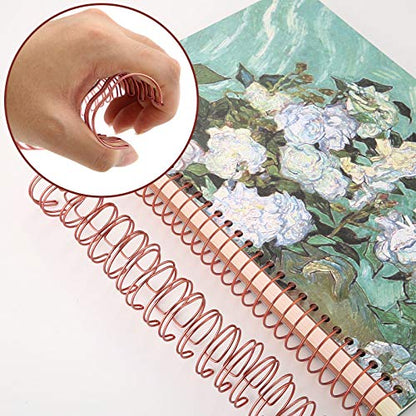 Zonon 6 Pieces Binding Wire Twin Loop Spines Double Loop Binding Wire 1 Inch Cinch Diameter 23 Holes for Teacher Student Document Notebook Making(Rose Gold) - color: Rose Gold