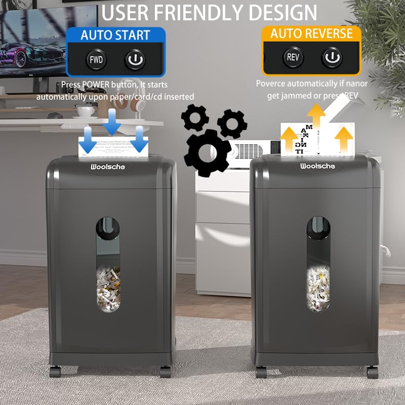 19-Sheet Heavy Duty Paper Shredder for Home Office P-4 Security Cross Cut Ultra Quiet 56 dB Operation 15 Min Continuous Run Auto Jam Reverse Large 7.93 Gallon Bin Shreds Paper Cardboard Credit Cards