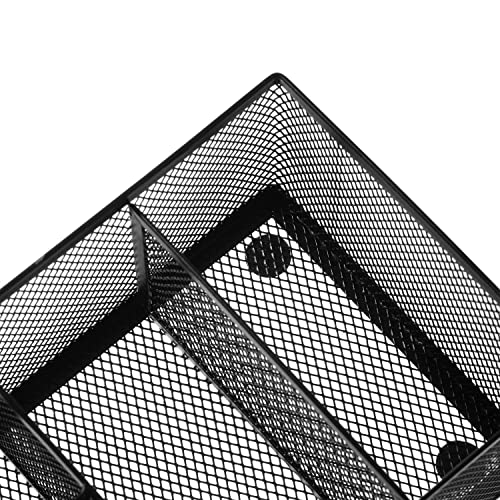 MyGift Black Metal Mesh Desk Organizer Pen Holder Pencil Holder Office Supplies Caddy with 4 Compartments