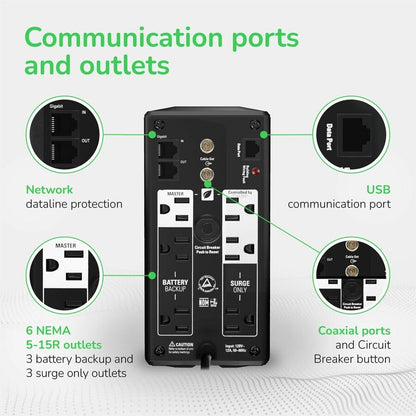 APC 700VA/420W Backup Battery UPS for Computers, Wi-Fi Routers | BR700G | Back-UPS for PCs & home electronics — battery backup, AVR, surge protection, compact design, User Replaceable Battery - size: 700VA