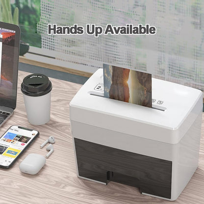 Micro Cut Paper Shredder for Home Office - Mini Electric Desktop Shredder with Cross-Cut, Confidential Document Security for Private/Individual Offices, White & Space-Saving