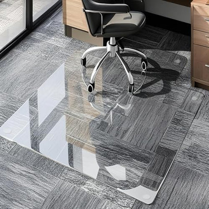 VASUHOME Premium Tempered Glass Floor Mat with Lip - 36" x 47" Large Office Floor Mat for Carpet or Hardwood Floors, 1/5" Thick with 12 Anti-Slip Pads - size: 36" x 47" w/ Lip