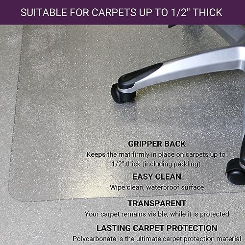 Marvelux 36" x 48" Heavy Duty Polycarbonate Office Chair Mat with Lip for Carpets, 2 Pack, Clear Carpet Protector for Low, Standard and Medium Pile Carpeted Floors, Shipped Flat, Multiple Sizes - size: 36" x 48" (With Lip) 2 Pack