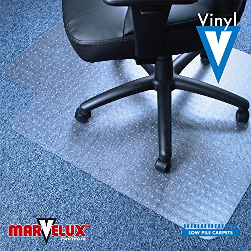 Marvelux Office Chair Mat for Low Pile Carpets 35.5" x 47", Clear Protector Mat for Chairs Under Desks, Rectangular with Lip, PVC Carpeted Floor Mat for Computer Desk Chair - size: Carpet - 35.5" x 47"
