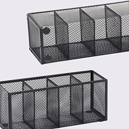 Black Mesh Pen Holder, Metal Desk Organizer Desktop Stationery Office Supplies Acessories Storage Stand, 4 Compartments Pencil Organizer Brushes Holder for Home School Classroom Teachers - size: 4 Grids