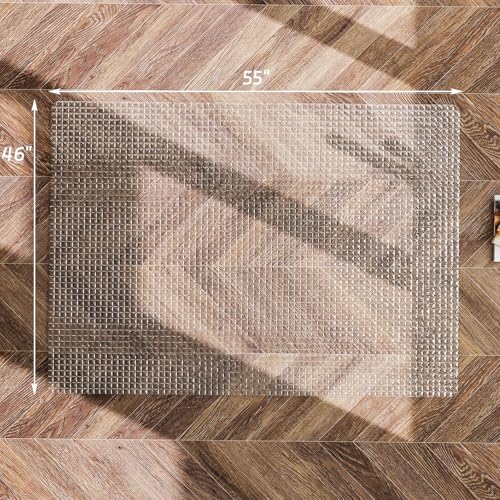 GLSLAND 46"x55" Tempered Glass Chair Mat – Checkered Patterned Desk Mats - color: Clear01, size: 46" x 55"