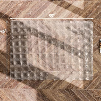 GLSLAND 46"x55" Tempered Glass Chair Mat – Checkered Patterned Desk Mats - color: Clear01, size: 46" x 55"