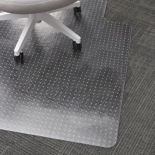 Staples Office Chair Mat, Clear, 53x45 Inch, Flat-Pile Carpet, with Lip | Extended under-desk coverage and smooth glide for carpeted office floors. - size: 45" x 53", style: Flat-Pile