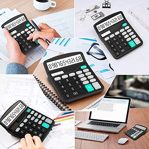 YOUHO 5-Piece Solar & Battery Powered Standard Function Electronic Calculator with Large LCD Display - Black (KK-837B, 5 x 1.5v Battery) - color: 5PACK black