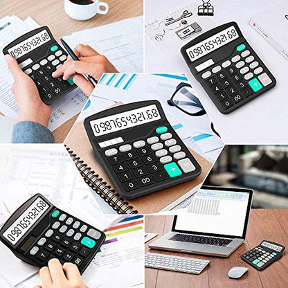 YOUHO 5-Piece Solar & Battery Powered Standard Function Electronic Calculator with Large LCD Display - Black (KK-837B, 5 x 1.5v Battery) - color: 5PACK black