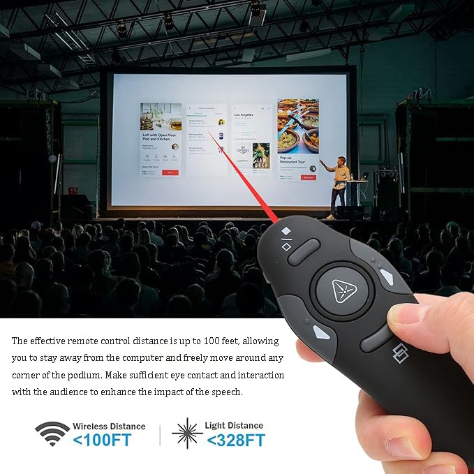 Wireless Presentation Remote Control, PPT Flip Pen,Projection Pen,Business Office Presentation Pen, USB Receiver, Compatible with PowerPoint Excel Word, for Business Meetings Lectures