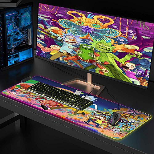 RGB Mouse Pad, Imegny Large Extended Soft Led Mouse Mat with Different Lighting Modes, 900 x 400mm / 35.4 * 15.7Inch - color: 90x40 Rgrikrun