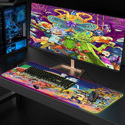 RGB Mouse Pad, Imegny Large Extended Soft Led Mouse Mat with Different Lighting Modes, 900 x 400mm / 35.4 * 15.7Inch - color: 90x40 Rgrikrun
