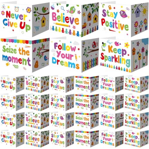 Honoson 24 Pcs Inspirational Privacy Folders for Students | Cardboard Desk Shields with Motivational Words, 6 Designs for Classroom Study, Tri-fold Exam Dividers, Bulk Test Boards - style: Energetic