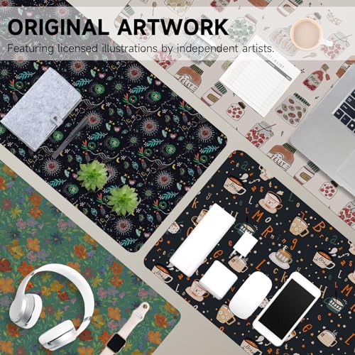 AUPET Leather Large Mouse Pad Desk Blotters – 35 x 17in Cute Desk Mat with PU Surface, Non-Slip Desk Pad Protector,Waterproof Desk Writing Pad for Office Home (Mystical Cosmic) - color: Mystical Cosmic