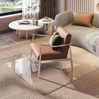 Tempered Glass Office Chair Mat, 50" x 44" Transparent Chair Mat, Heavy Duty 1,000lb, Round Corner Polished Edge, Glides Smoothly, Easy Clean, Protector Mats for Home Hardwood Floors Carpet - size: 50" x 44"