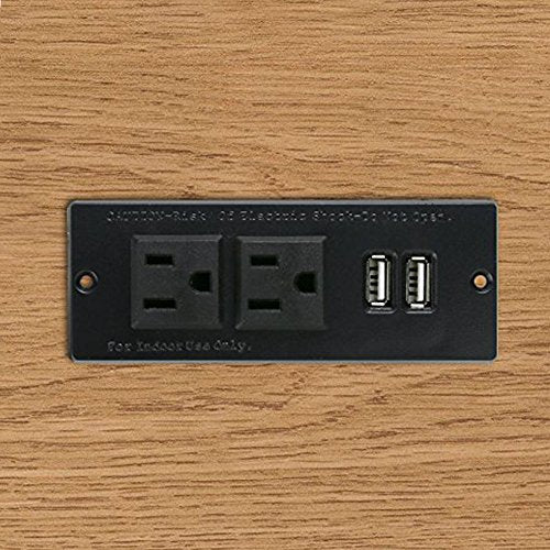 Desktop Power Strip with 2 Outlets 2 USB 2.1A Insert Mounting Built in Desk Table Sofa Cabinet Nightstand - color: Black