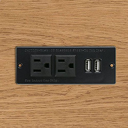 Desktop Power Strip with 2 Outlets 2 USB 2.1A Insert Mounting Built in Desk Table Sofa Cabinet Nightstand - color: Black