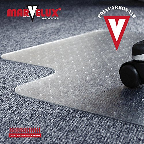 Marvelux 36" x 48" Heavy Duty Polycarbonate Office Chair Mat with Lip for Carpets, 2 Pack, Clear Carpet Protector for Low, Standard and Medium Pile Carpeted Floors, Shipped Flat, Multiple Sizes - size: 36" x 48" (With Lip) 2 Pack