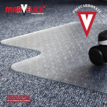 Marvelux 36" x 48" Heavy Duty Polycarbonate Office Chair Mat with Lip for Carpets, 2 Pack, Clear Carpet Protector for Low, Standard and Medium Pile Carpeted Floors, Shipped Flat, Multiple Sizes - size: 36" x 48" (With Lip) 2 Pack