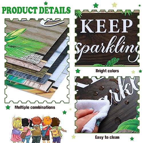 Honoson 24 Pcs Inspirational Privacy Folders for Students | Cardboard Desk Shields with Motivational Words, 6 Designs for Classroom Study, Tri-fold Exam Dividers, Bulk Test Boards - style: Leaves