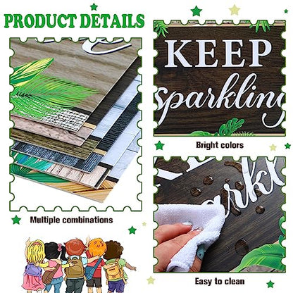 Honoson 24 Pcs Inspirational Privacy Folders for Students | Cardboard Desk Shields with Motivational Words, 6 Designs for Classroom Study, Tri-fold Exam Dividers, Bulk Test Boards - style: Leaves