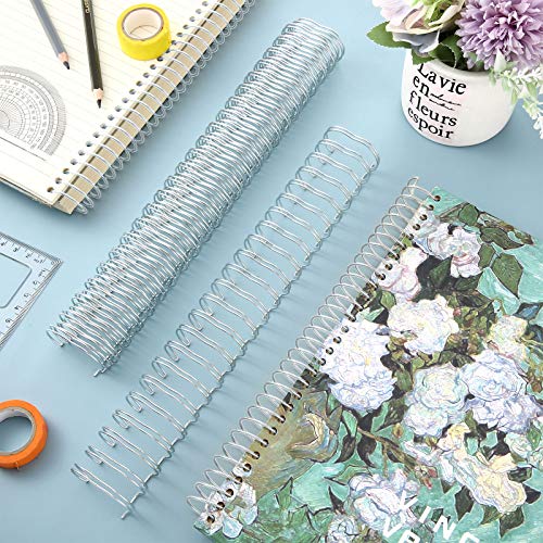 Zonon 6 Pieces Binding Wire Twin Loop Spines Double Loop Binding Wire 1 Inch Cinch Diameter 23 Holes for Teacher Student Document Notebook Making(Silver) - color: Silver